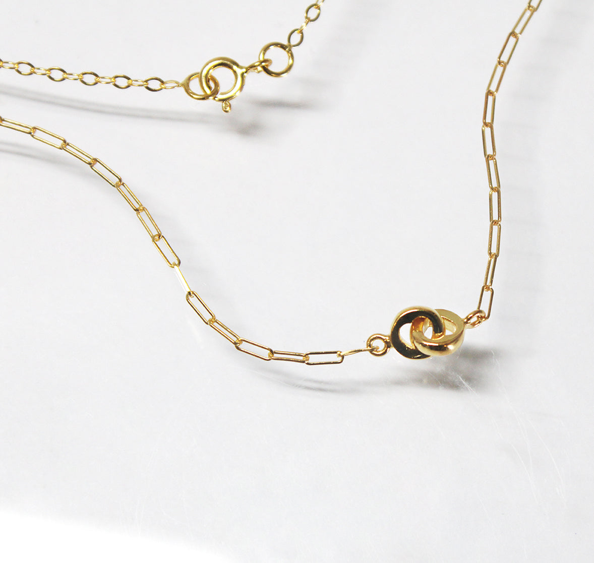 Mixed Chain Necklace wth Interlocking Heart Loops