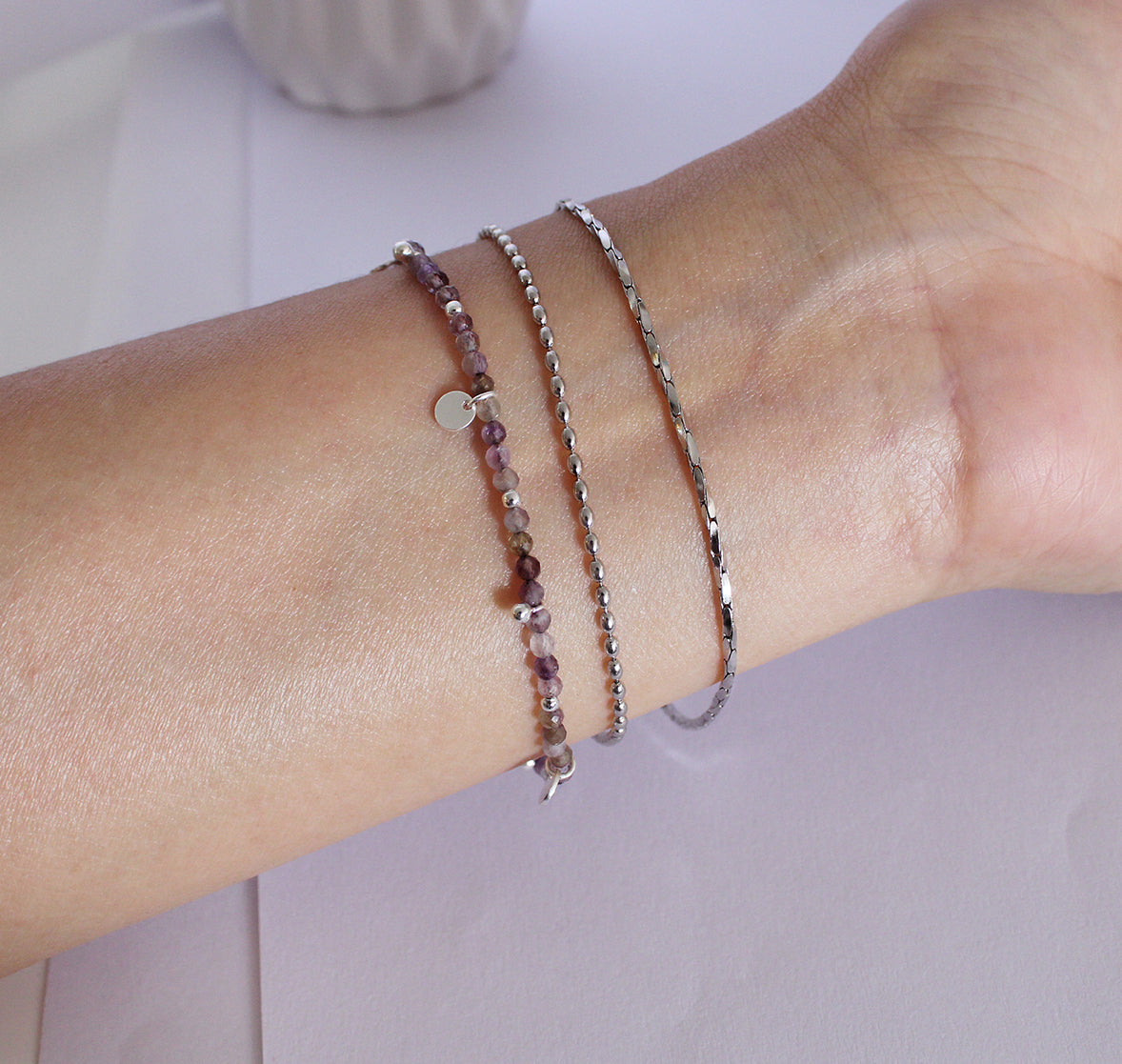 Beaded Bracelet with Drop Beads and Discs