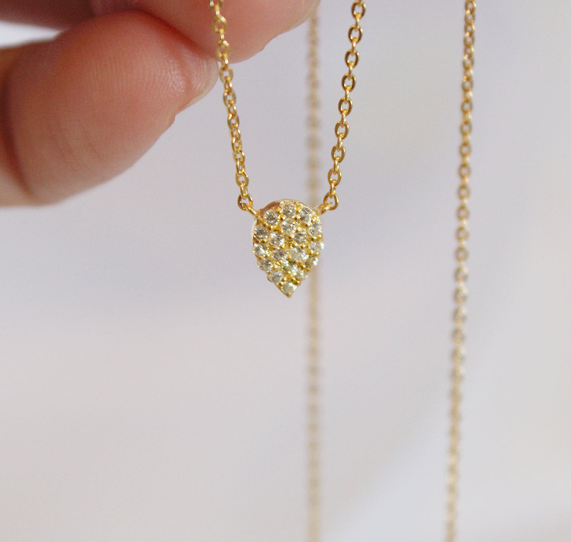 Gem Encrusted Teardrop Pendant Necklace