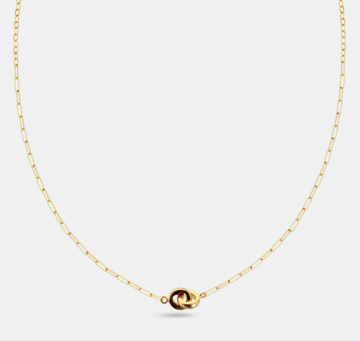 Mixed Chain Necklace wth Interlocking Heart Loops