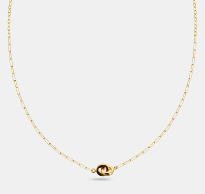 Mixed Chain Necklace wth Interlocking Heart Loops