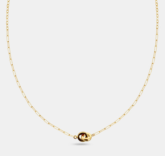 Mixed Chain Necklace wth Interlocking Heart Loops