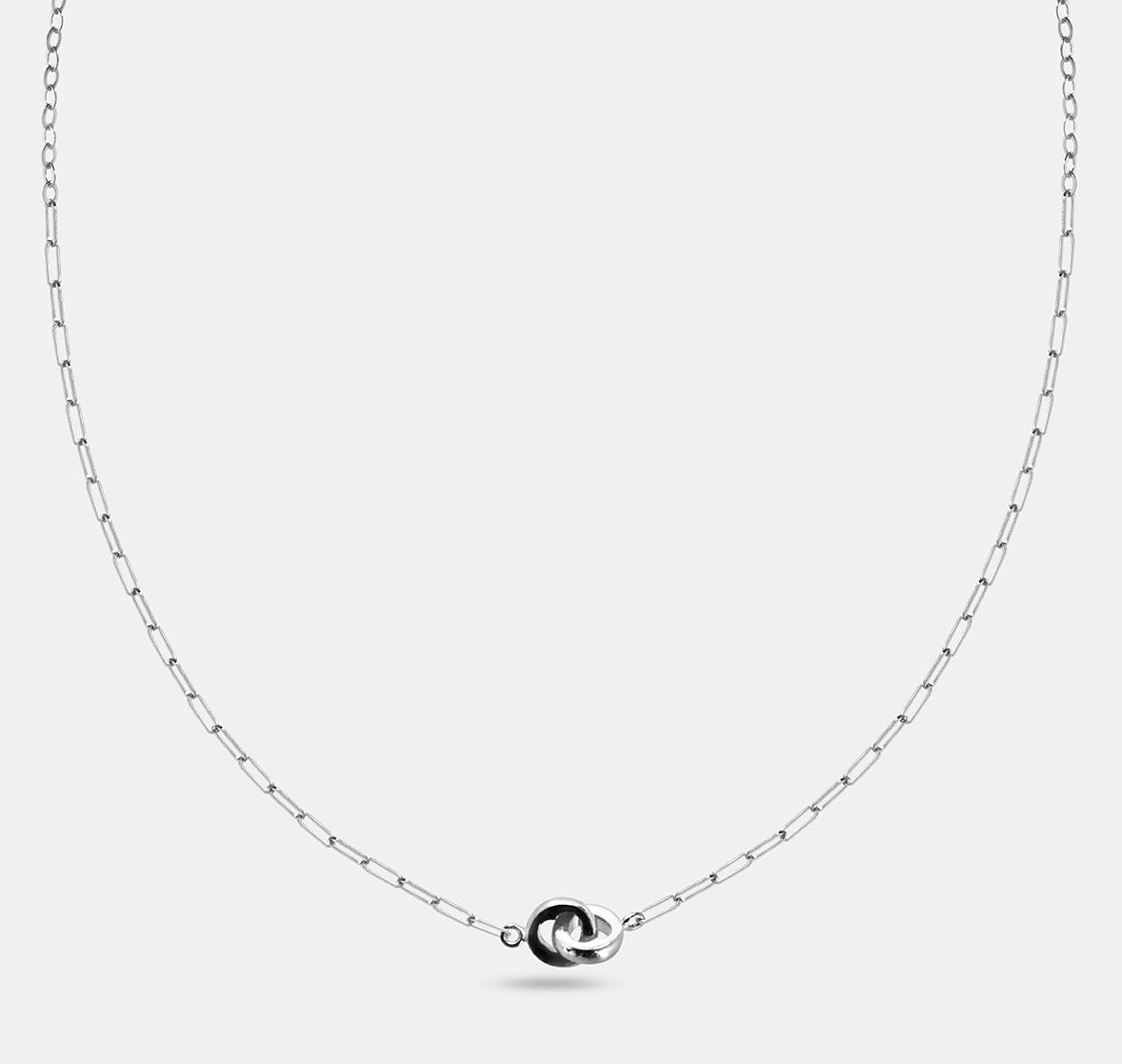 Mixed Chain Necklace wth Interlocking Heart Loops