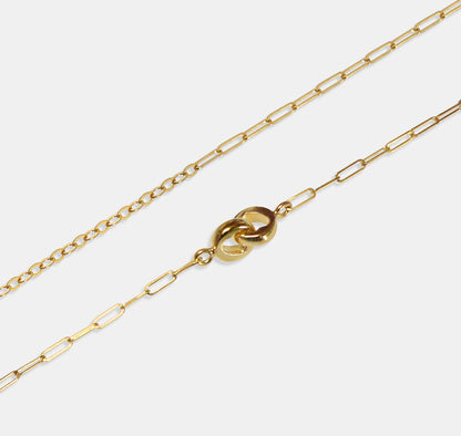 Mixed Chain Necklace wth Interlocking Heart Loops