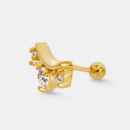 Three Stone Bar Earring Stud