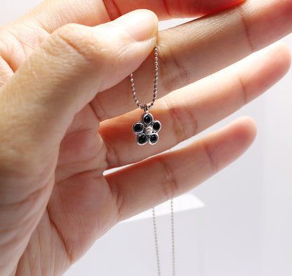 Daisy Charm necklace with Stone Petals and Centre