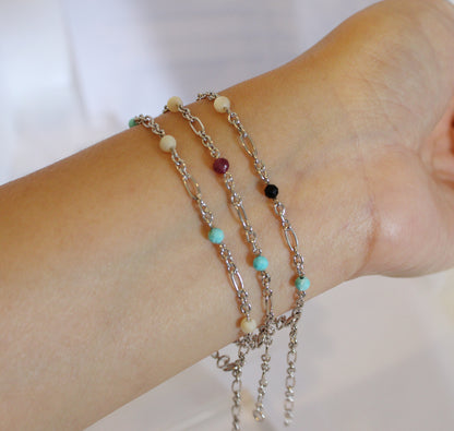 Chain Bracelet with Stone Beads