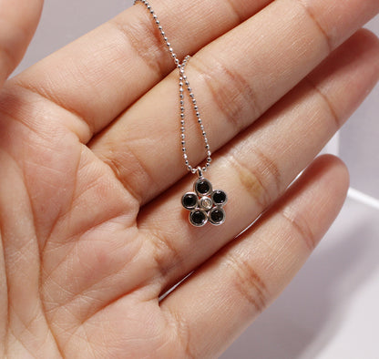 Daisy Charm necklace with Stone Petals and Centre