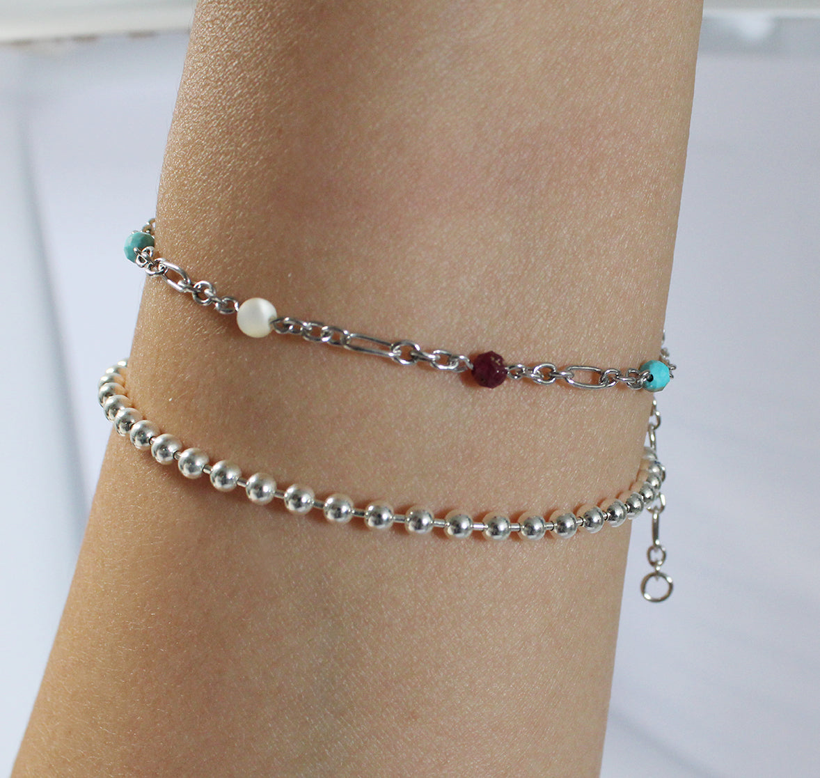Chain Bracelet with Stone Beads
