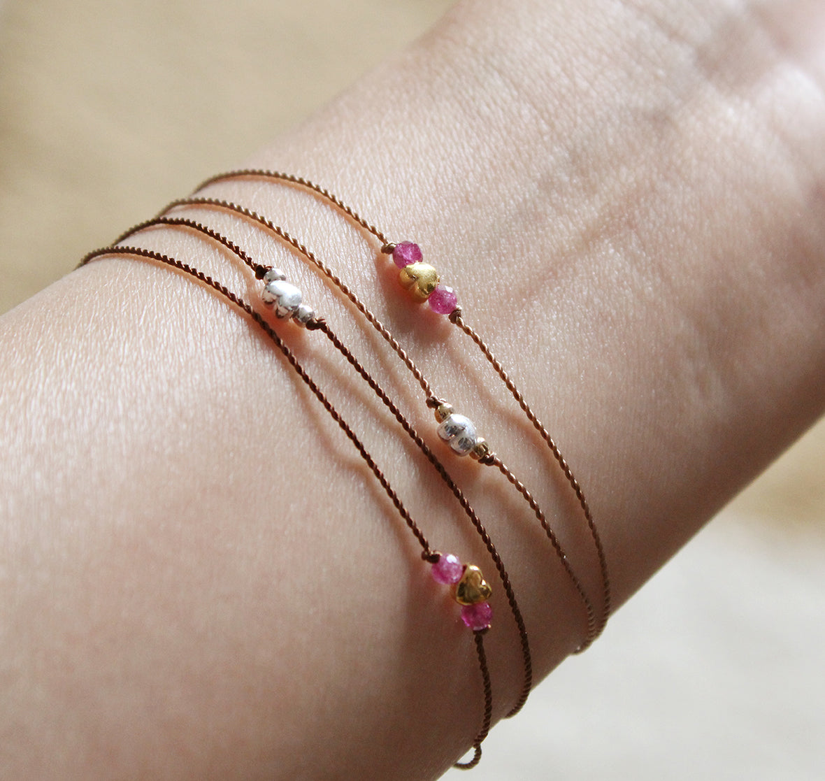 Heart Bead Rope Bracelet