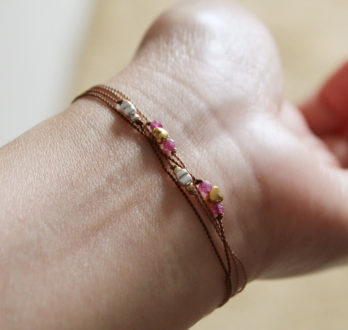 Heart Bead Rope Bracelet