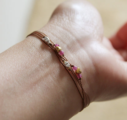 Heart Bead Rope Bracelet