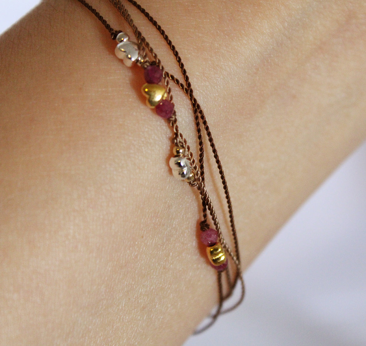 Heart Bead Rope Bracelet