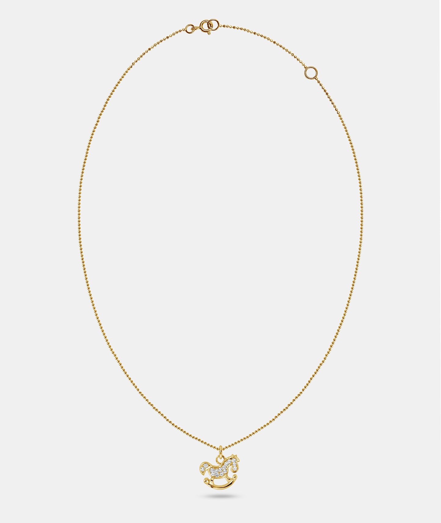 Gem Encrusted Traditional Rocking Horse Pendant Necklace