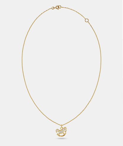 Gem Encrusted Traditional Rocking Horse Pendant Necklace