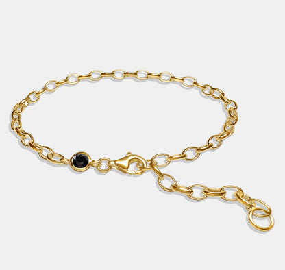 Chain Bracelet with Round Stone (Flush Setting)