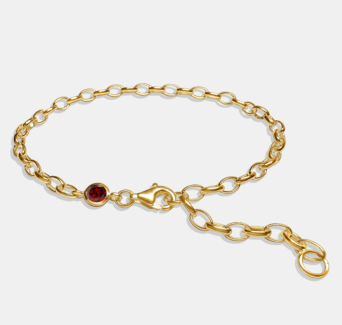 Chain Bracelet with Round Stone (Flush Setting)