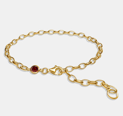 Chain Bracelet with Round Stone (Flush Setting)