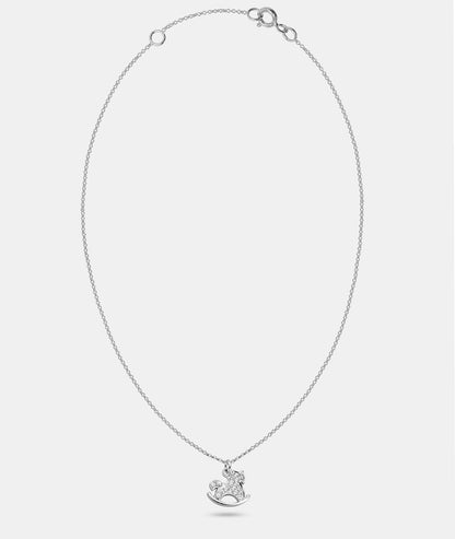 Gem Encrusted Modern Rocking Horse Pendant Necklace
