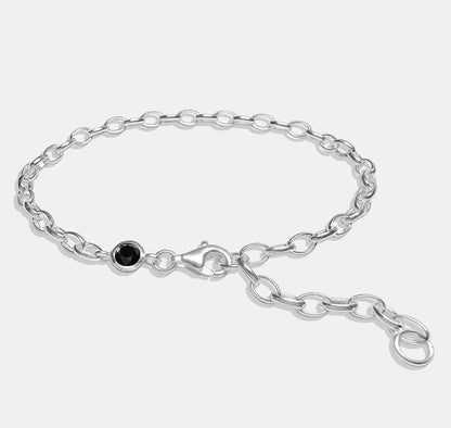 Chain Bracelet with Round Stone (Flush Setting)