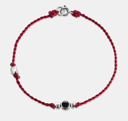 Red Rope Bracelet with Stone and Beads