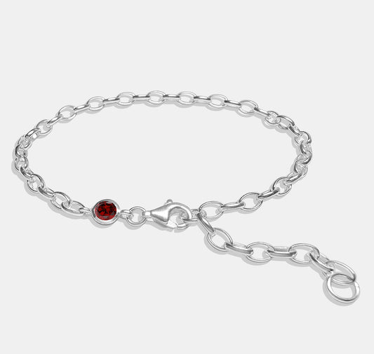 Chain Bracelet with Round Stone (Flush Setting)