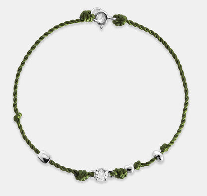 Olive Rope Bracelet with Stone and Beads