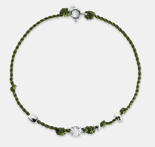 Olive Rope Bracelet with Stone and Beads