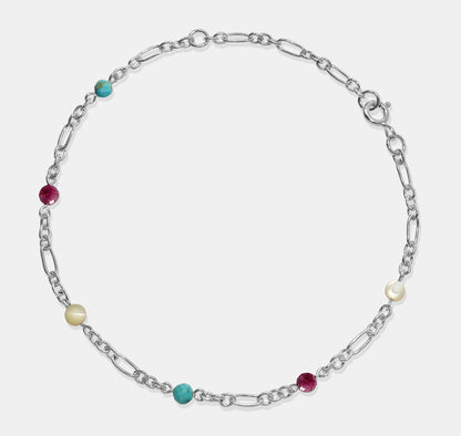 Chain Bracelet with Stone Beads