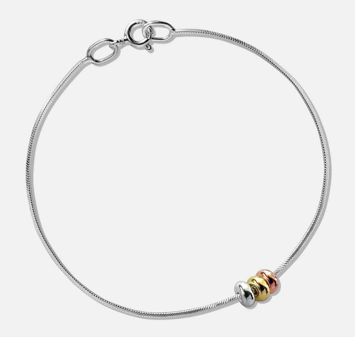 Square Snake Chain Bracelet with 3X Donut Beads