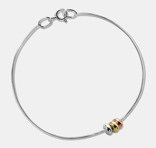 Square Snake Chain Bracelet with 3X Donut Beads