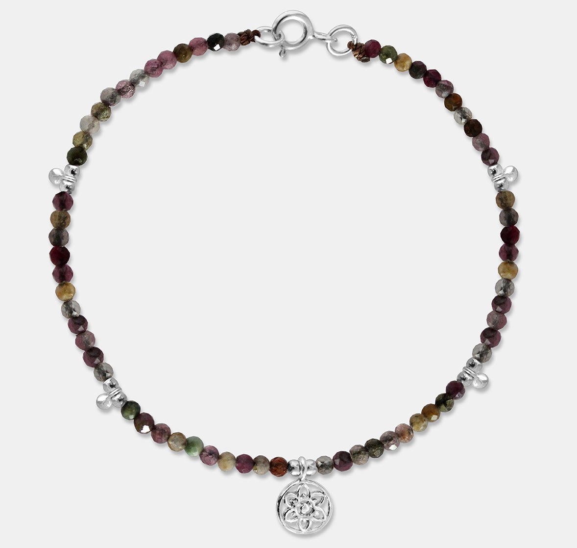 Brown Beaded Bracelet with Drop Beads and Atomic Charm