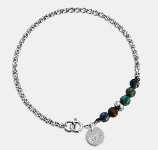 Bracelet with Side Mounted Stone and Silver Beads