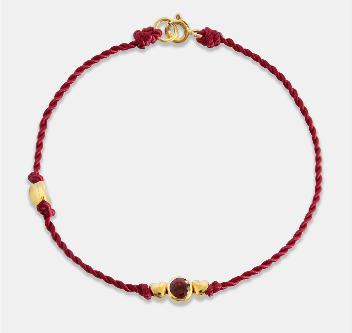 Red Rope Bracelet with Stone and Beads