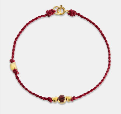 Red Rope Bracelet with Stone and Beads