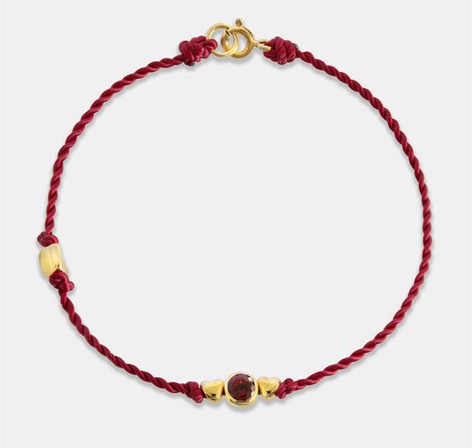 Red Rope Bracelet with Stone and Beads