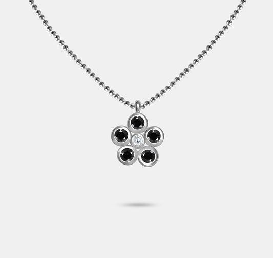 Daisy Charm necklace with Stone Petals and Centre