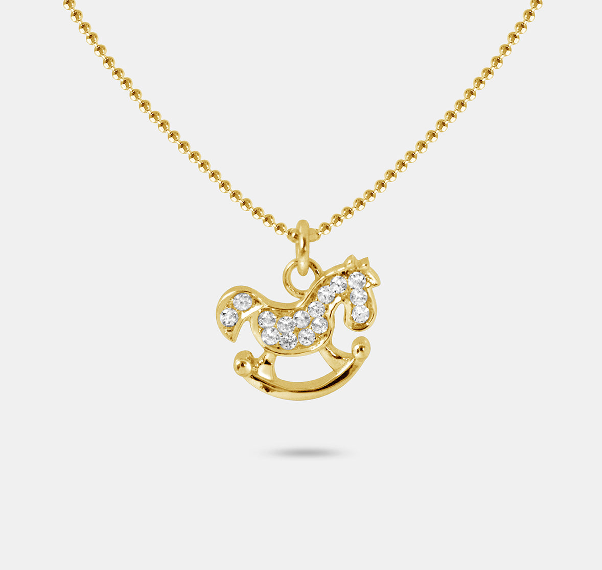 Gem Encrusted Traditional Rocking Horse Pendant Necklace