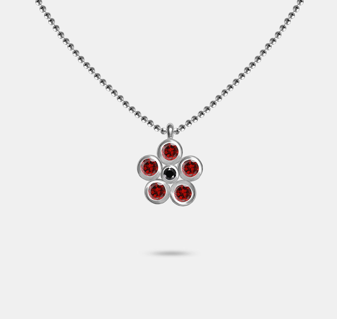 Daisy Charm necklace with Stone Petals and Centre