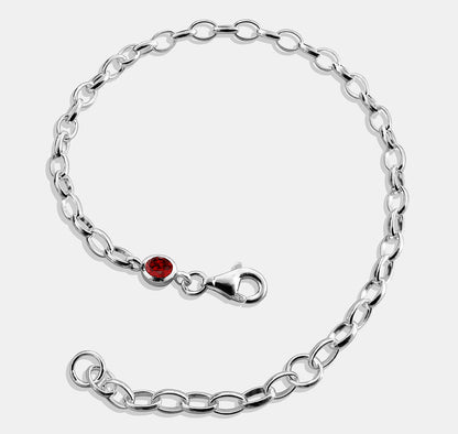 Chain Bracelet with Round Stone (Flush Setting)