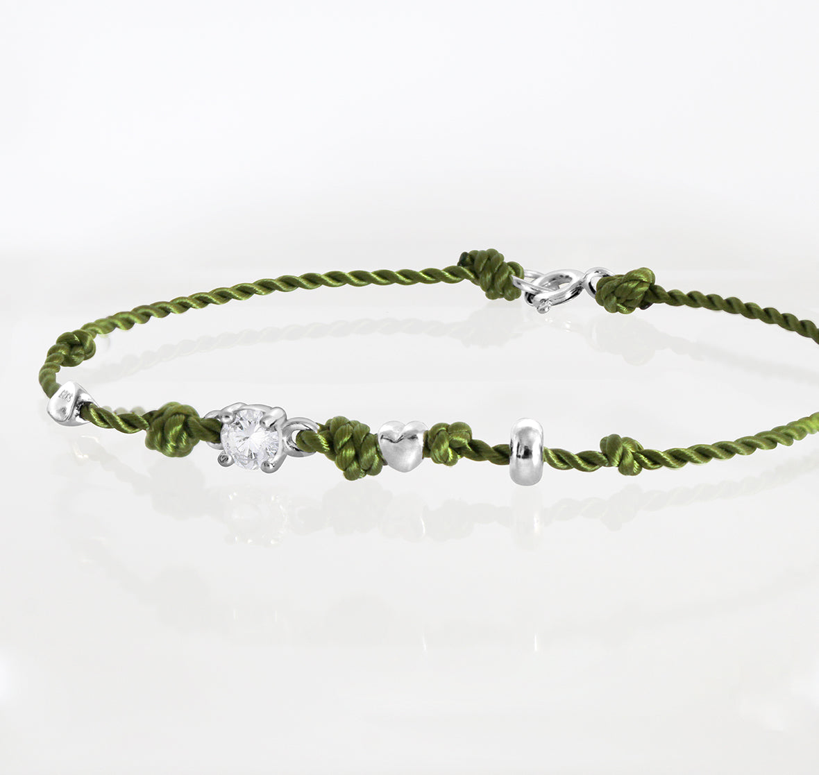 Olive Rope Bracelet with Stone and Beads
