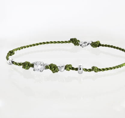 Olive Rope Bracelet with Stone and Beads