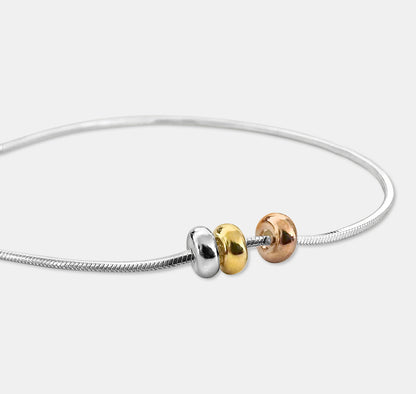 Square Snake Chain Bracelet with 3X Donut Beads