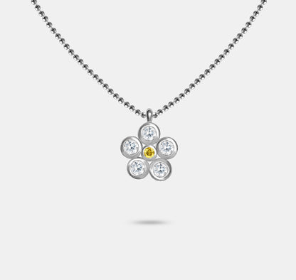 Daisy Charm necklace with Stone Petals and Centre