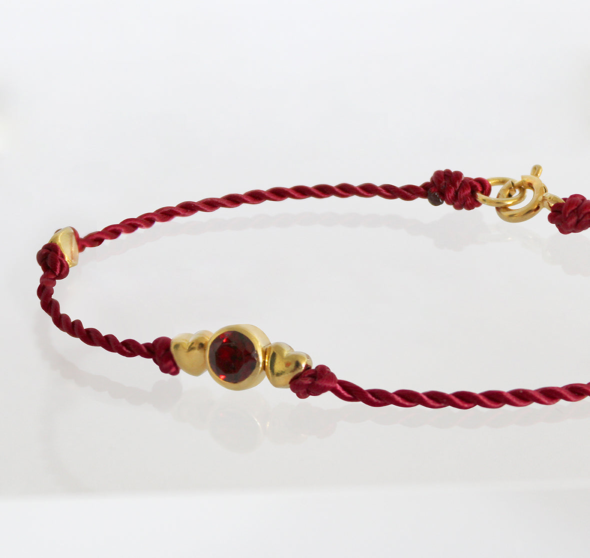 Red Rope Bracelet with Stone and Beads
