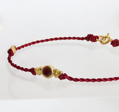 Red Rope Bracelet with Stone and Beads