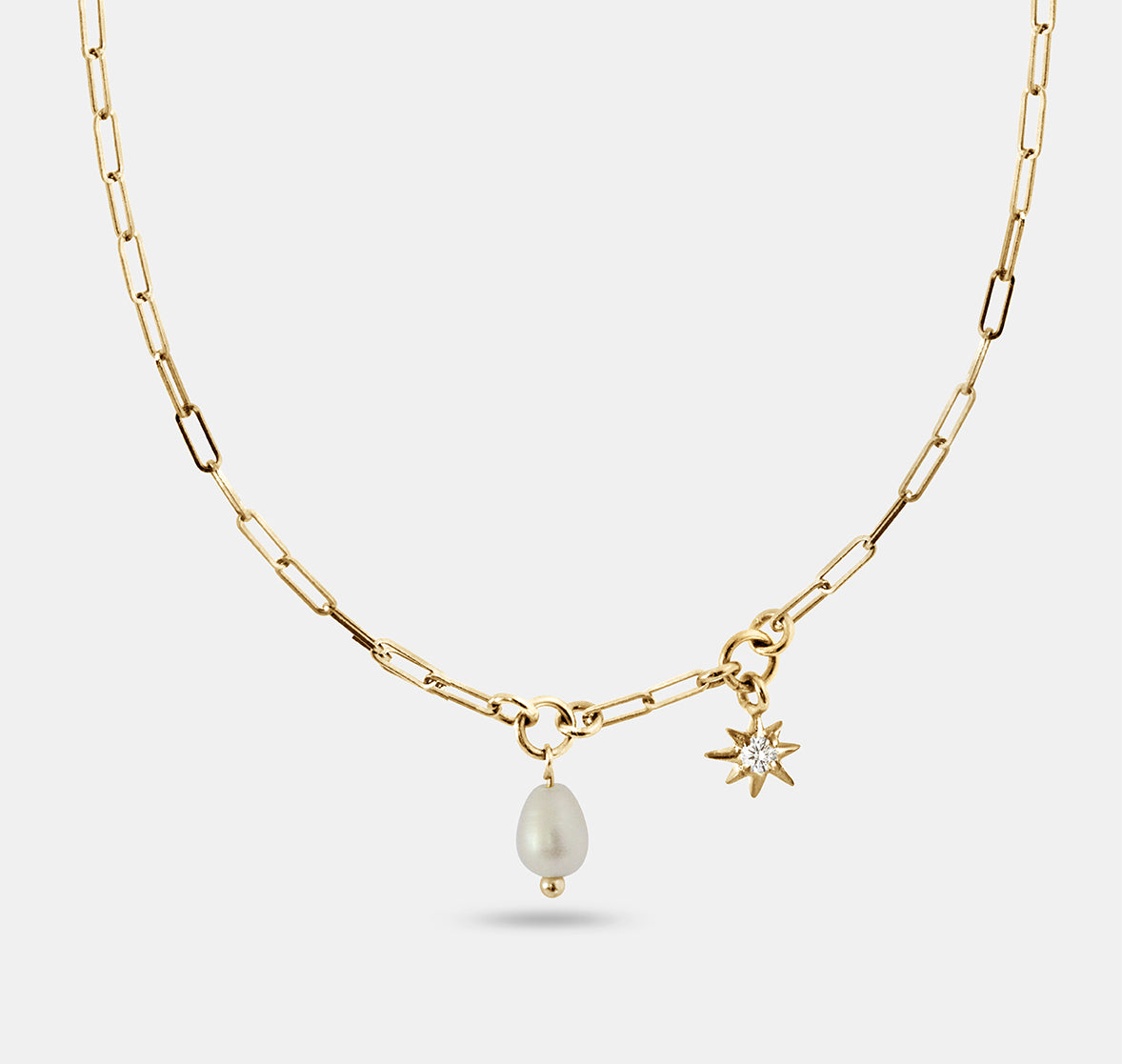 Pearl and Star Chain Necklace