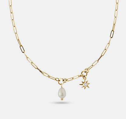 Pearl and Star Chain Necklace