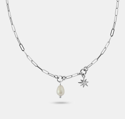 Pearl and Star Chain Necklace
