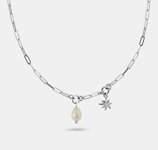 Pearl and Star Chain Necklace